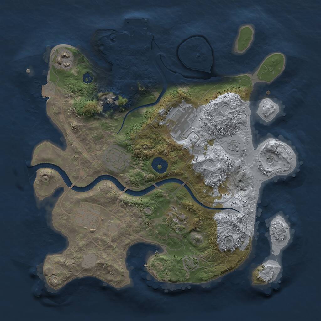 Rust Map: Procedural Map, Size: 3000, Seed: 72561, 11 Monuments