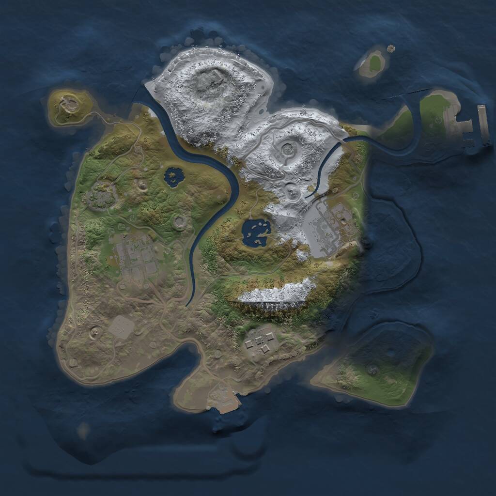 Rust Map: Procedural Map, Size: 2499, Seed: 553054890, 8 Monuments