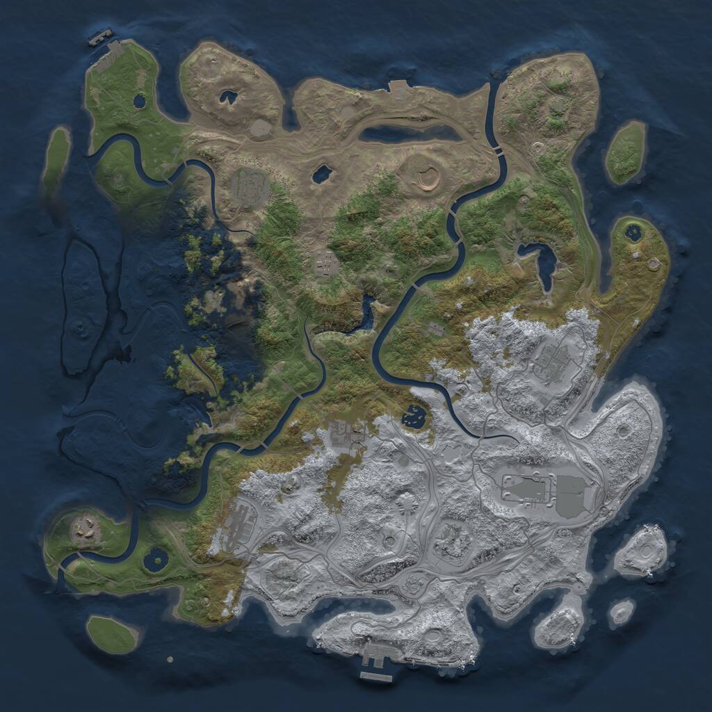 Rust Map: Procedural Map, Size: 4500, Seed: 1743299081, 17 Monuments