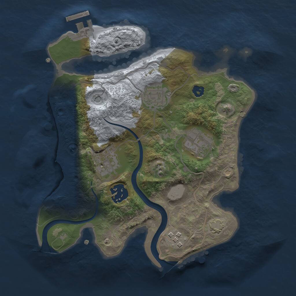 Rust Map: Procedural Map, Size: 2500, Seed: 222057912, 9 Monuments
