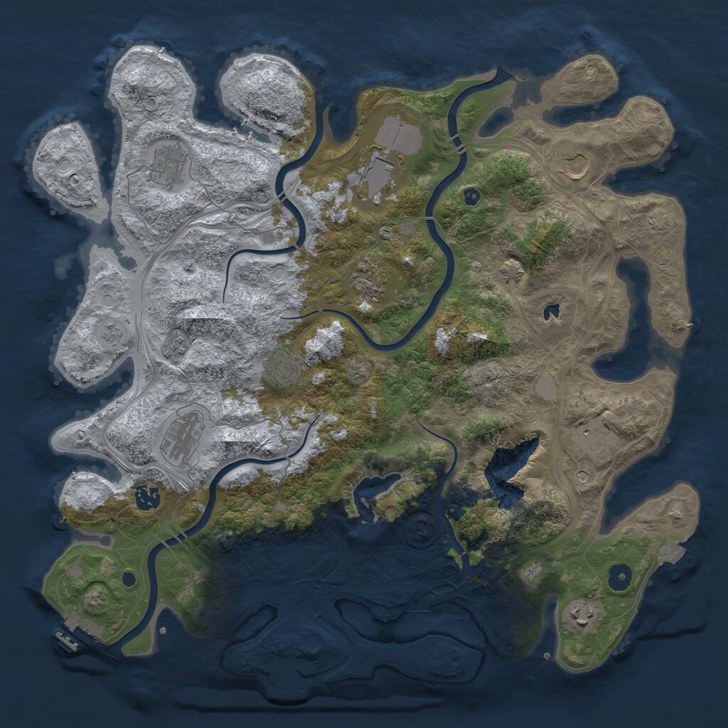 Rust Map: Procedural Map, Size: 4250, Seed: 305774007, 16 Monuments