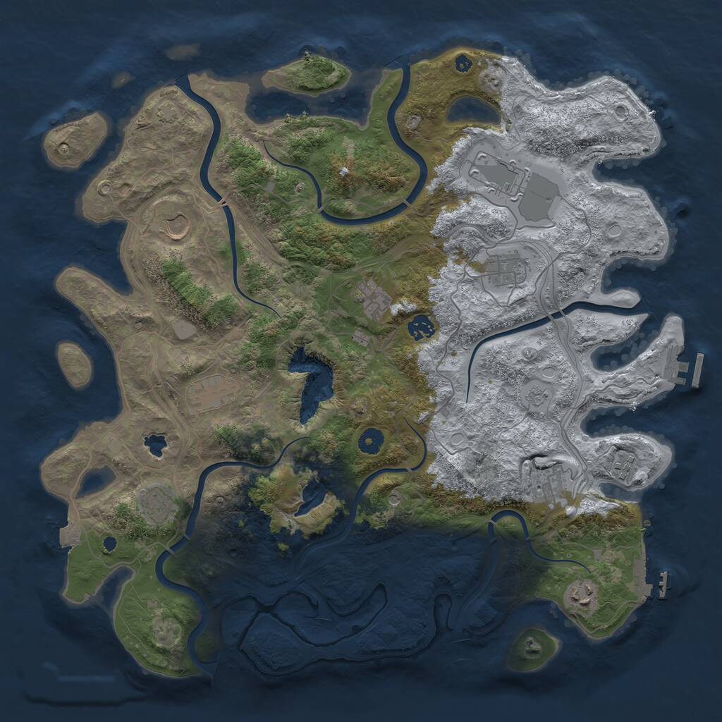 Rust Map: Procedural Map, Size: 4250, Seed: 519591500, 16 Monuments