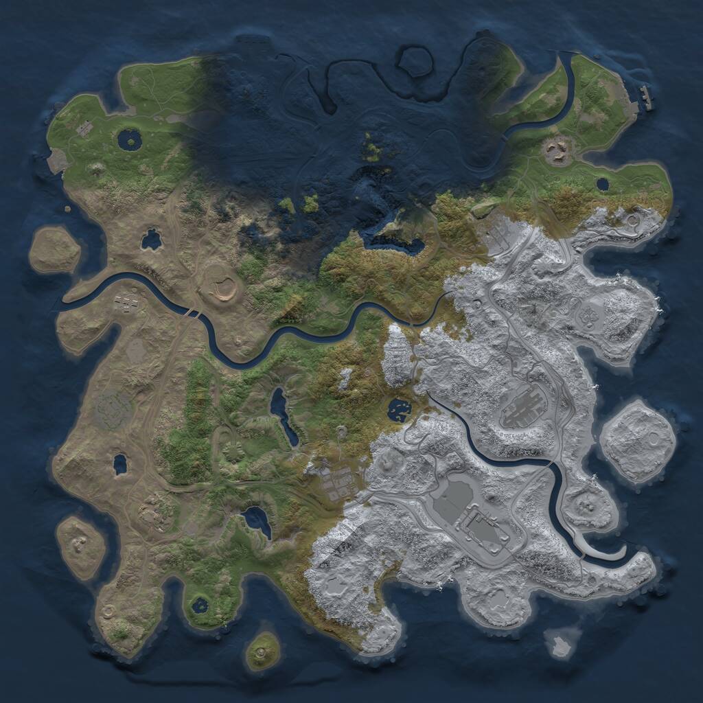 Rust Map: Procedural Map, Size: 4500, Seed: 185559911, 16 Monuments