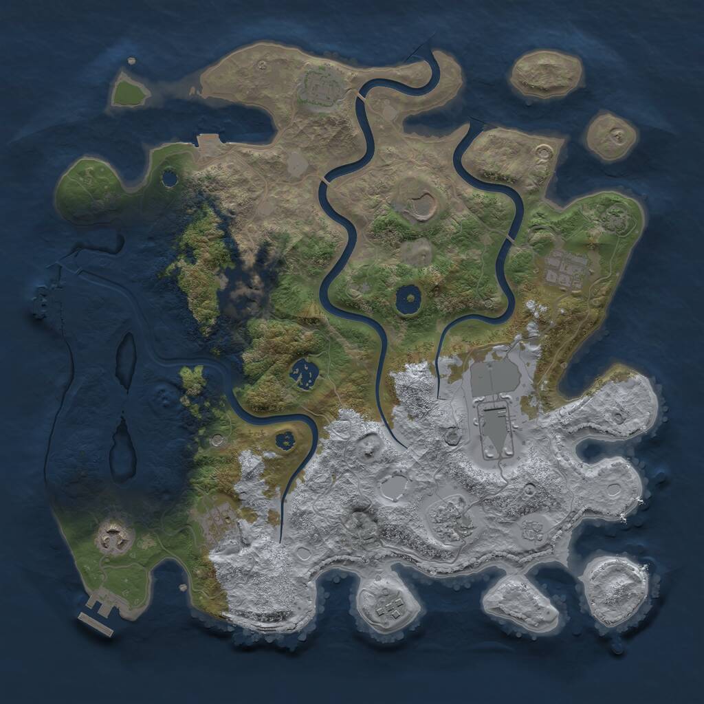 Rust Map: Procedural Map, Size: 3750, Seed: 1185069525, 16 Monuments