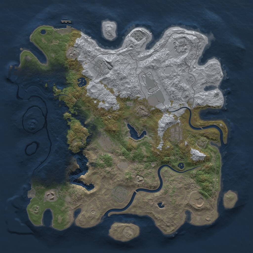 Rust Map: Procedural Map, Size: 4000, Seed: 1243048223, 16 Monuments
