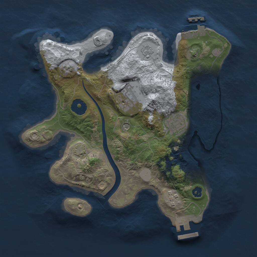 Rust Map: Procedural Map, Size: 2500, Seed: 1459004501, 9 Monuments