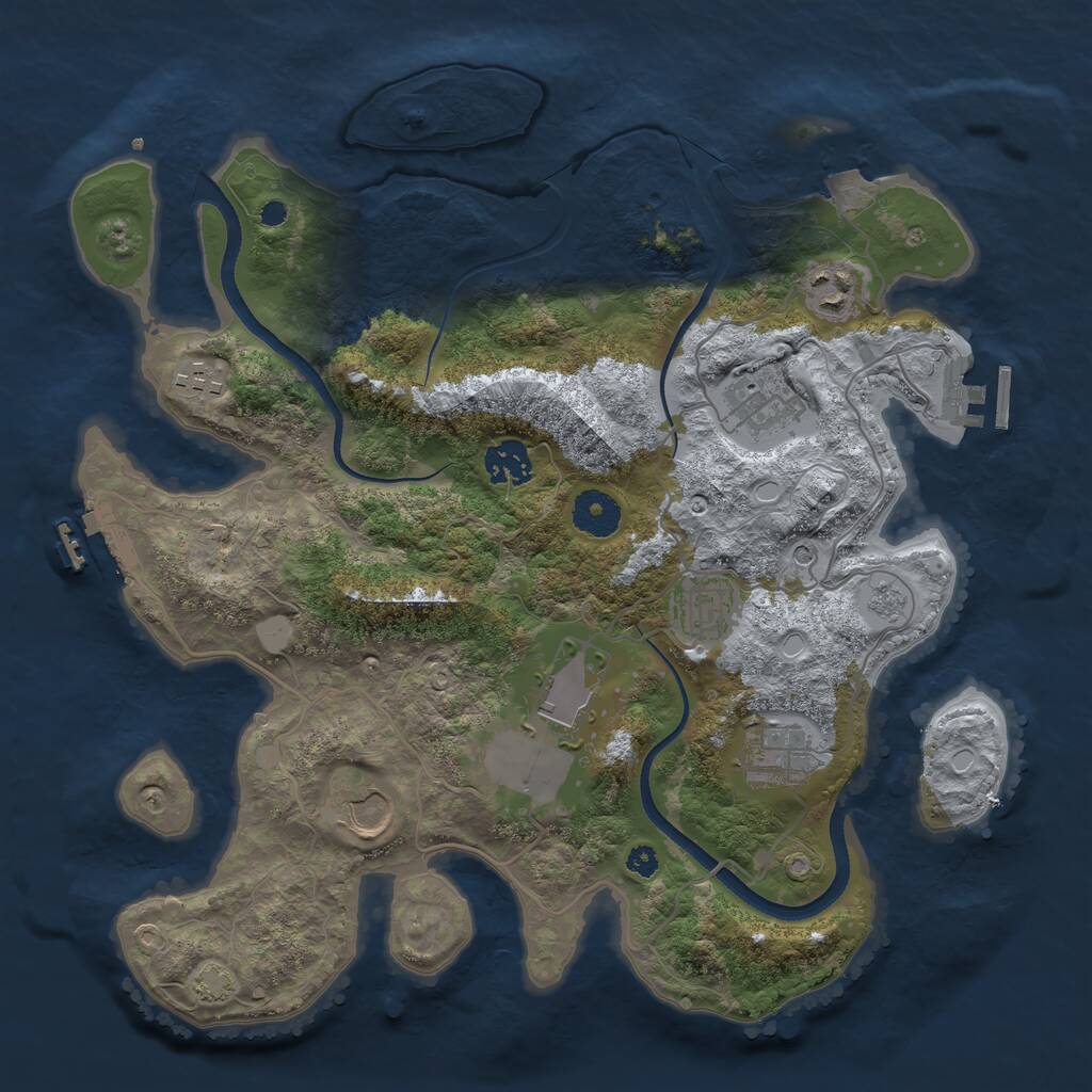 Rust Map: Procedural Map, Size: 3500, Seed: 206576480, 14 Monuments