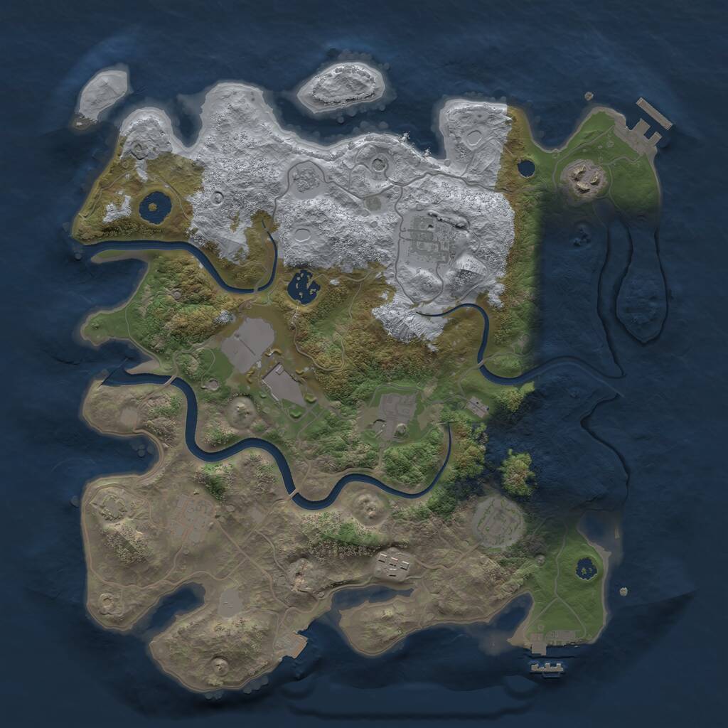 Rust Map: Procedural Map, Size: 3500, Seed: 155298296, 14 Monuments