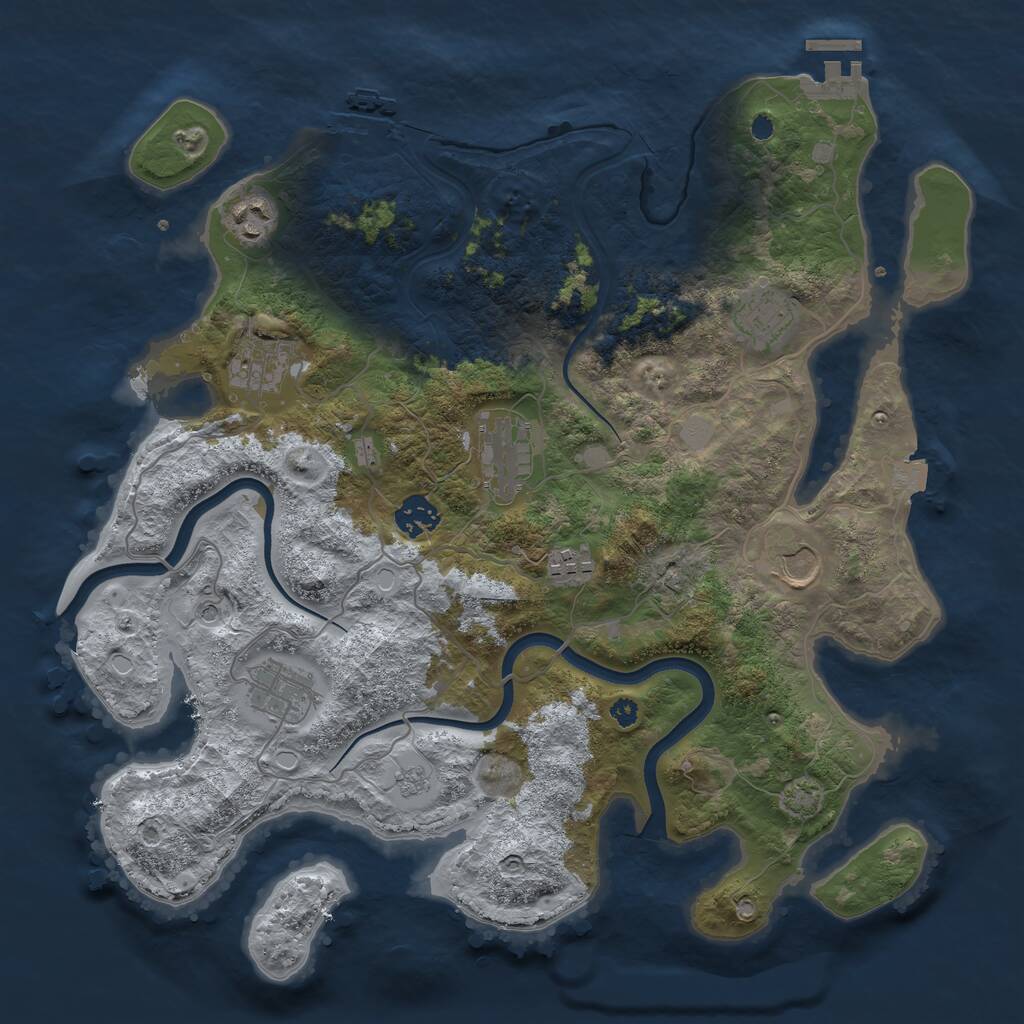 Rust Map: Procedural Map, Size: 3700, Seed: 659880328, 14 Monuments