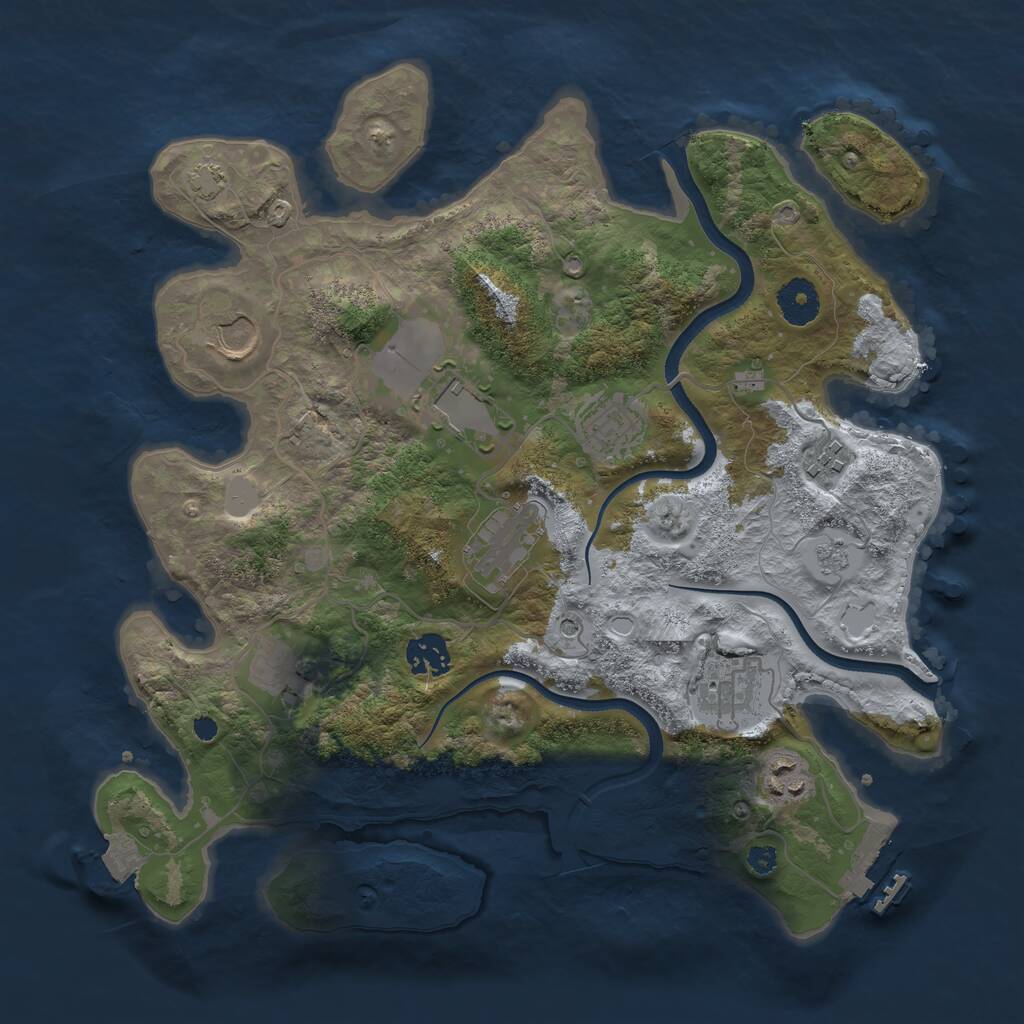 Rust Map: Procedural Map, Size: 3500, Seed: 335400104, 14 Monuments
