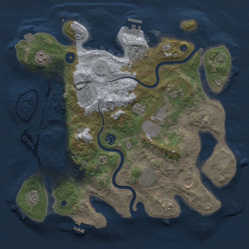 Rust Map: Procedural Map, Size: 3500, Seed: 1634025743, 14 Monuments