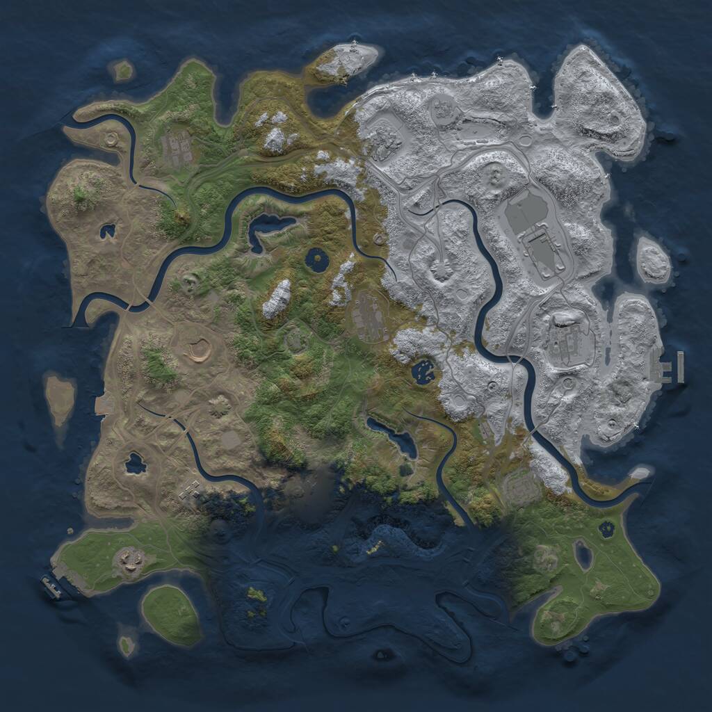 Rust Map: Procedural Map, Size: 4500, Seed: 1713185111, 17 Monuments