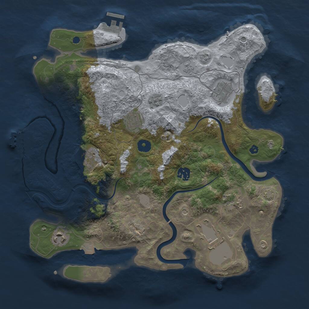Rust Map: Procedural Map, Size: 3500, Seed: 2008204787, 14 Monuments