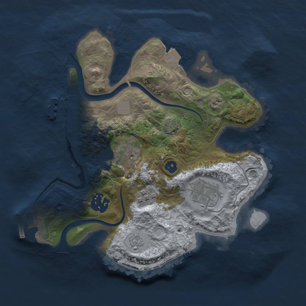 Rust Map: Procedural Map, Size: 2500, Seed: 1999928493, 9 Monuments