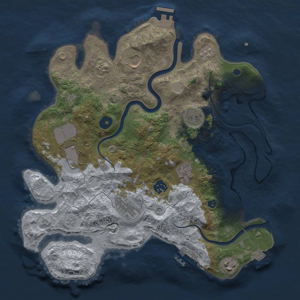 Rust Map: Procedural Map, Size: 3500, Seed: 741102846, 14 Monuments