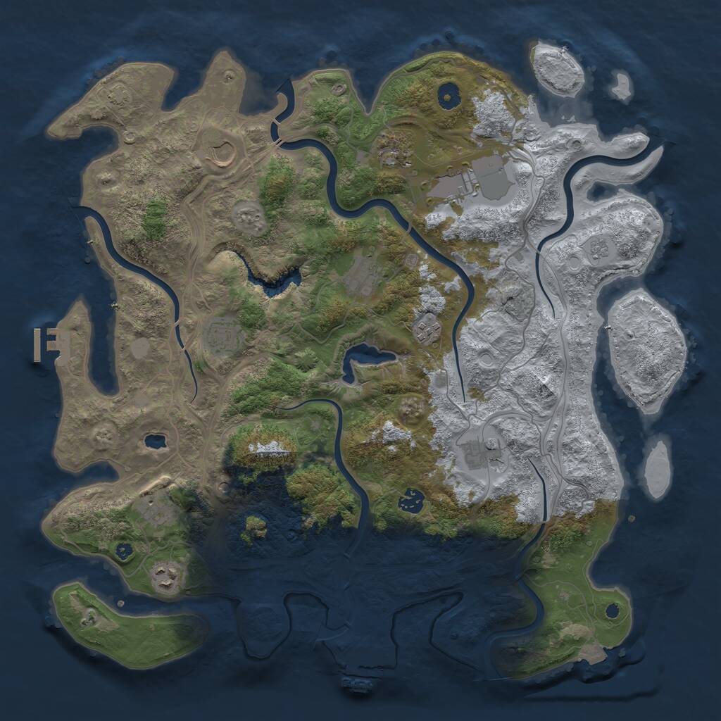 Rust Map: Procedural Map, Size: 4300, Seed: 1121257269, 16 Monuments