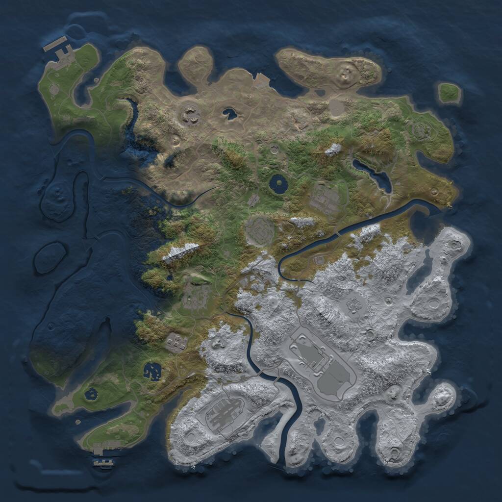Rust Map: Procedural Map, Size: 4000, Seed: 122780, 14 Monuments