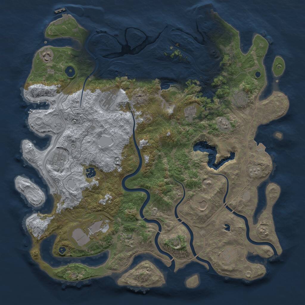 Rust Map: Procedural Map, Size: 4450, Seed: 1412460452, 17 Monuments