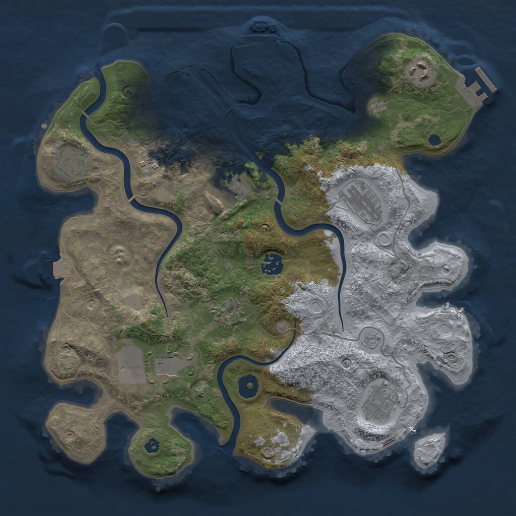 Rust Map: Procedural Map, Size: 3500, Seed: 1768430551, 15 Monuments