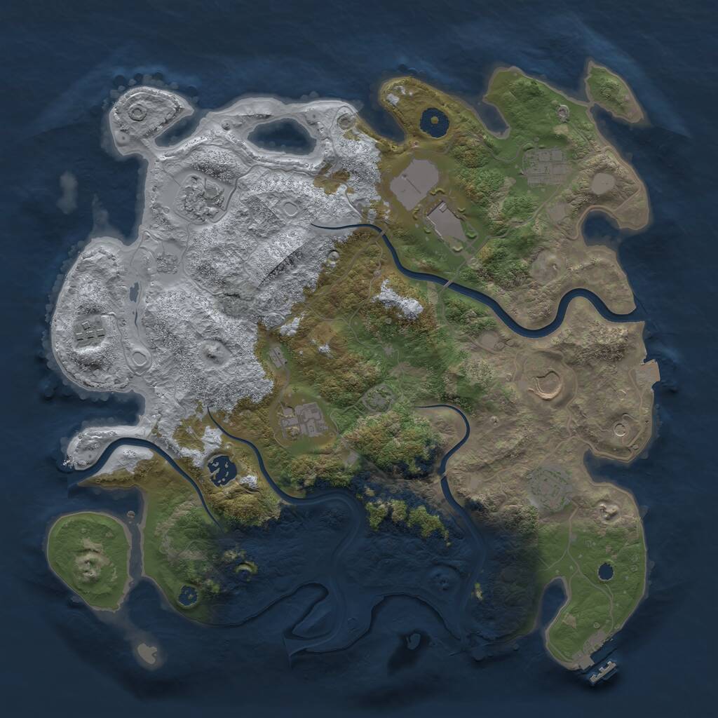 Rust Map: Procedural Map, Size: 3750, Seed: 823361251, 13 Monuments