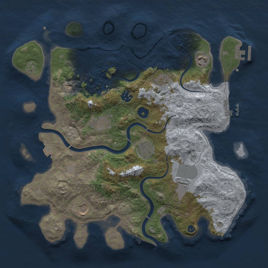 Rust Map: Procedural Map, Size: 3600, Seed: 534167, 14 Monuments