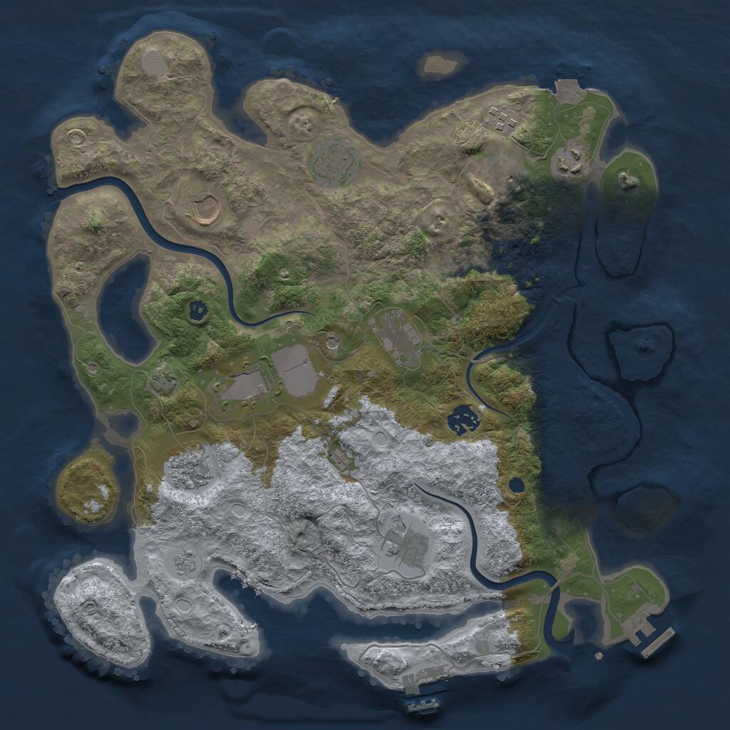 Rust Map: Procedural Map, Size: 3700, Seed: 2110436994, 16 Monuments
