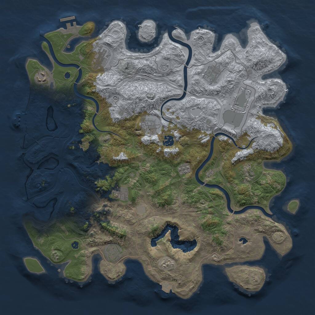 Rust Map: Procedural Map, Size: 4250, Seed: 1357008477, 16 Monuments