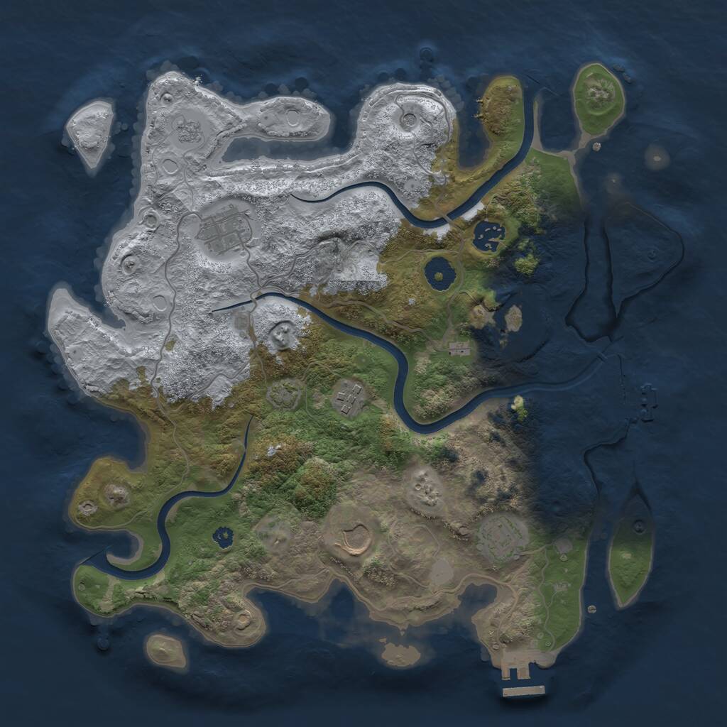 Rust Map: Procedural Map, Size: 3500, Seed: 616779786, 12 Monuments