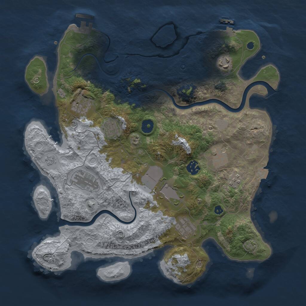 Rust Map: Procedural Map, Size: 3500, Seed: 105603365, 15 Monuments