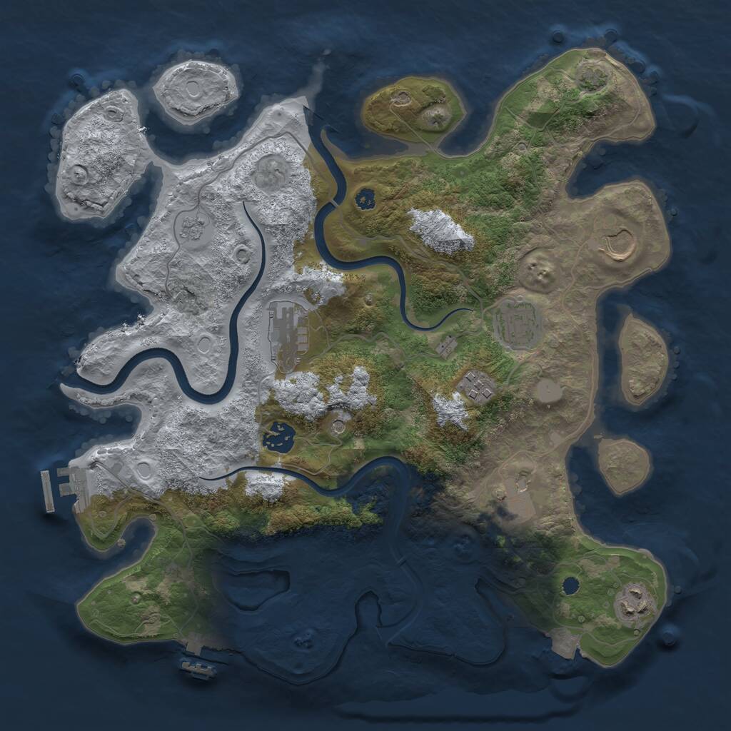 Rust Map: Procedural Map, Size: 3500, Seed: 1498070142, 13 Monuments
