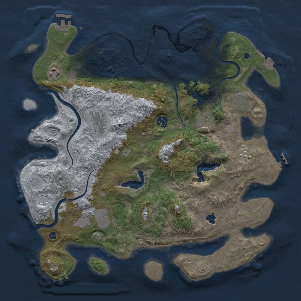 Rust Map: Procedural Map, Size: 4000, Seed: 2033203829, 14 Monuments