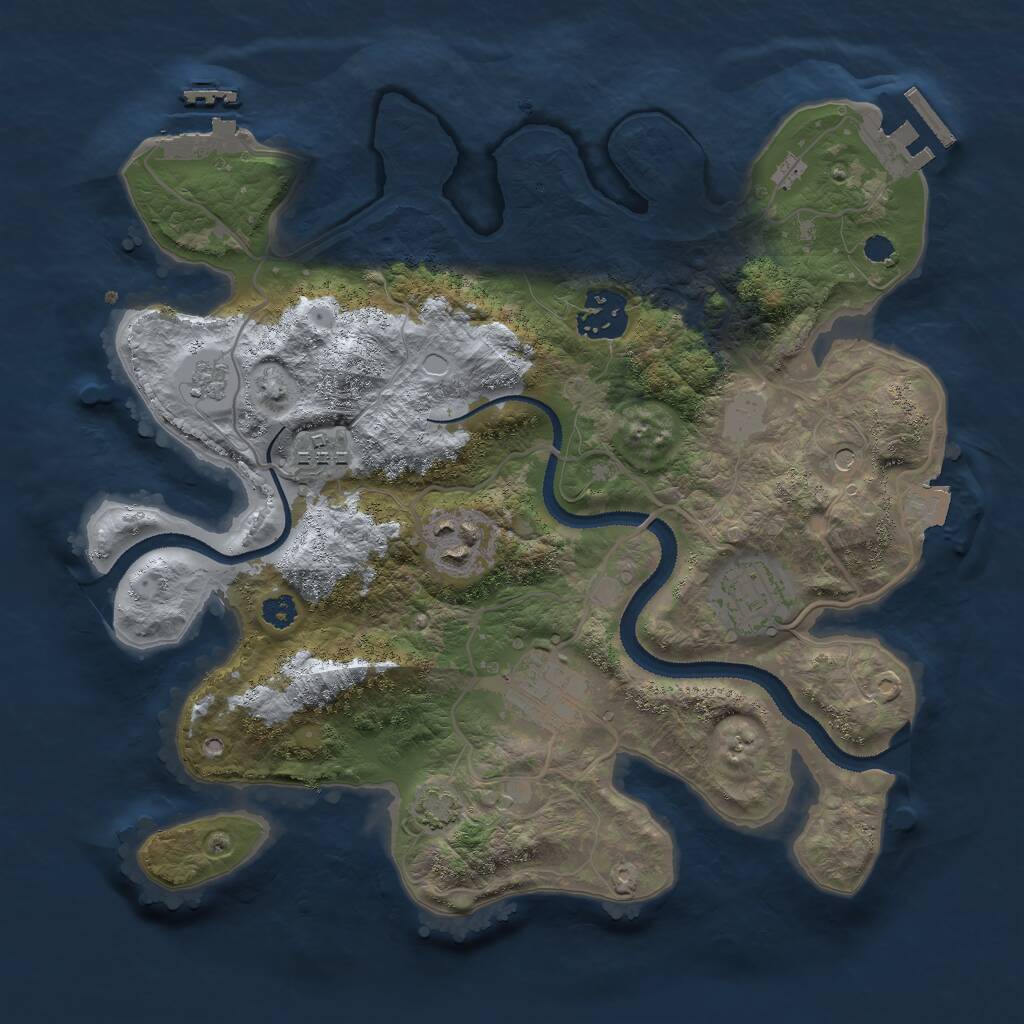 Rust Map: Procedural Map, Size: 3000, Seed: 1117828055, 11 Monuments