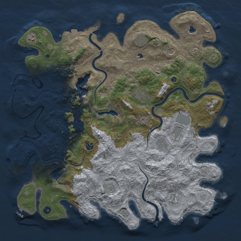 Rust Map: Procedural Map, Size: 4650, Seed: 1545449219, 17 Monuments