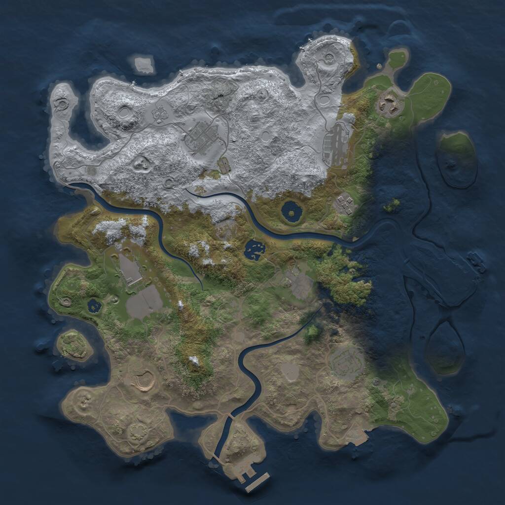 Rust Map: Procedural Map, Size: 3700, Seed: 64035576, 15 Monuments