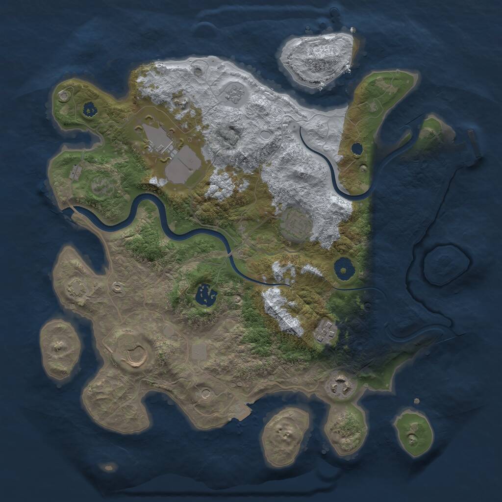 Rust Map: Procedural Map, Size: 3500, Seed: 438180100, 11 Monuments