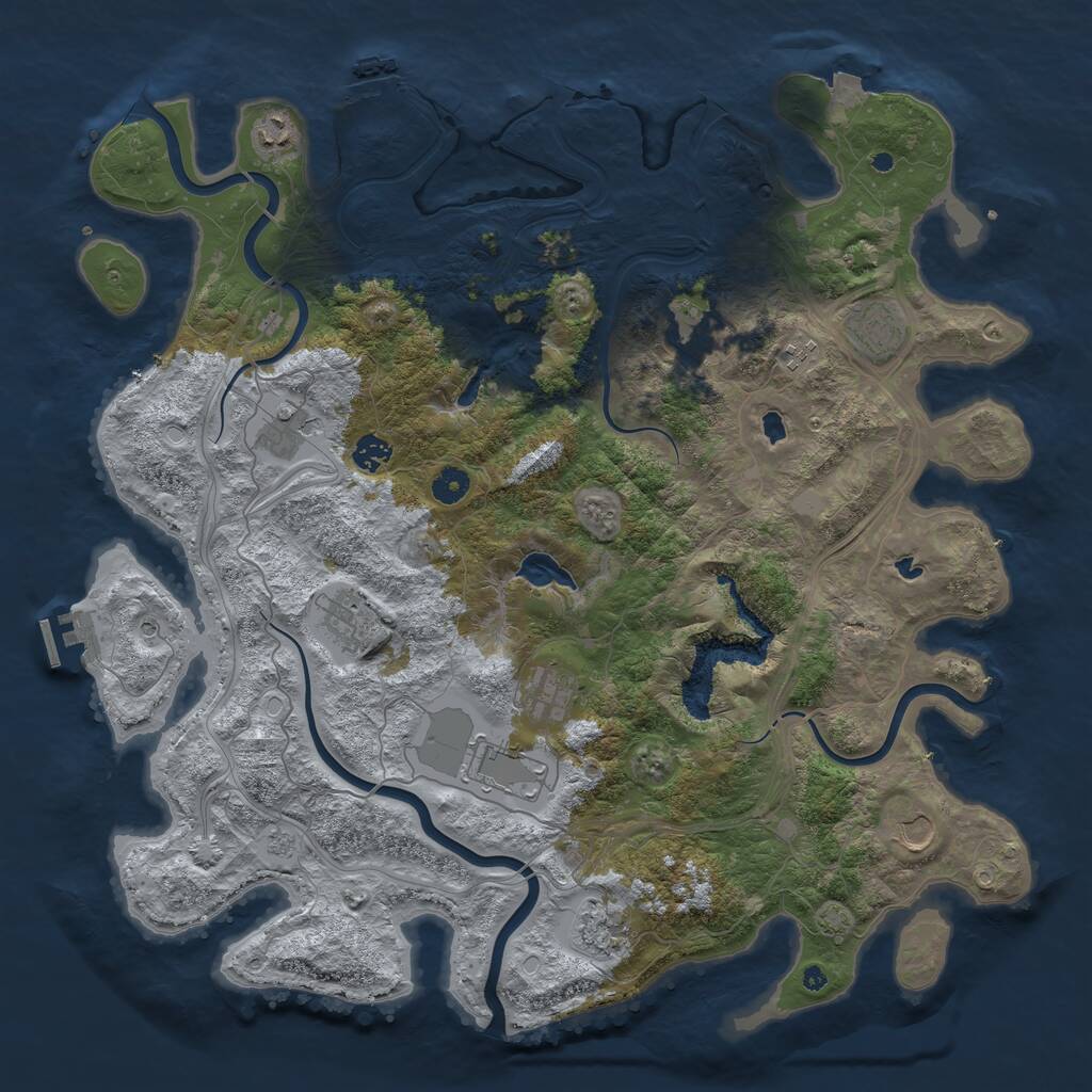 Rust Map: Procedural Map, Size: 4500, Seed: 447163092, 17 Monuments
