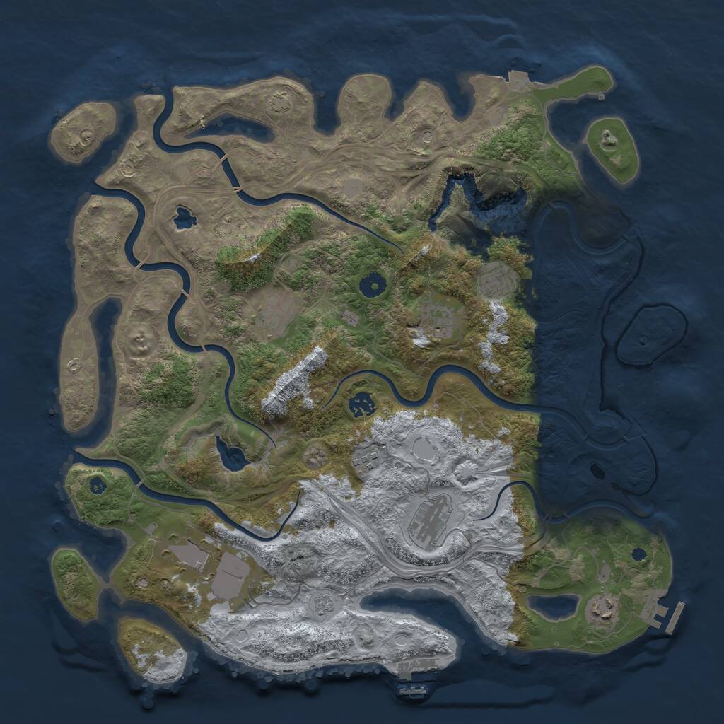 Rust Map: Procedural Map, Size: 4250, Seed: 1886981466, 14 Monuments
