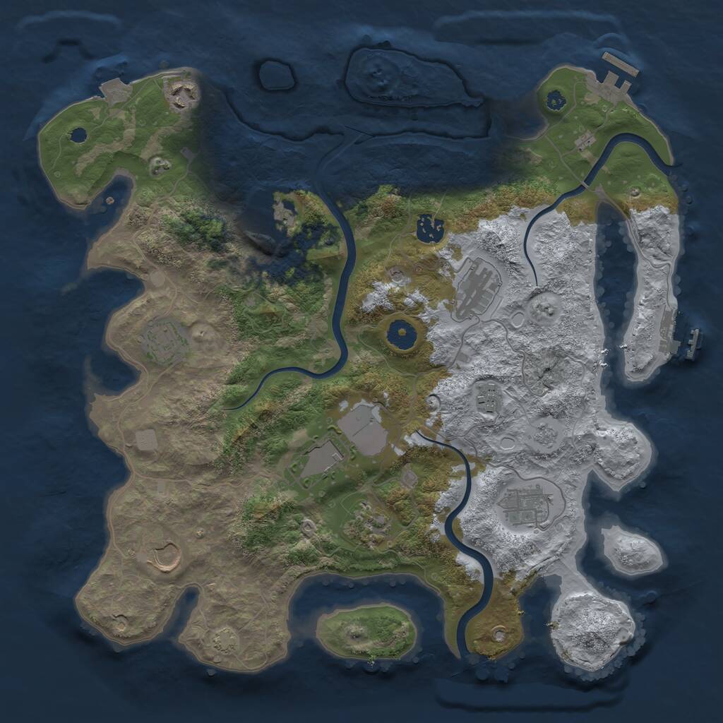 Rust Map: Procedural Map, Size: 3750, Seed: 109565, 16 Monuments