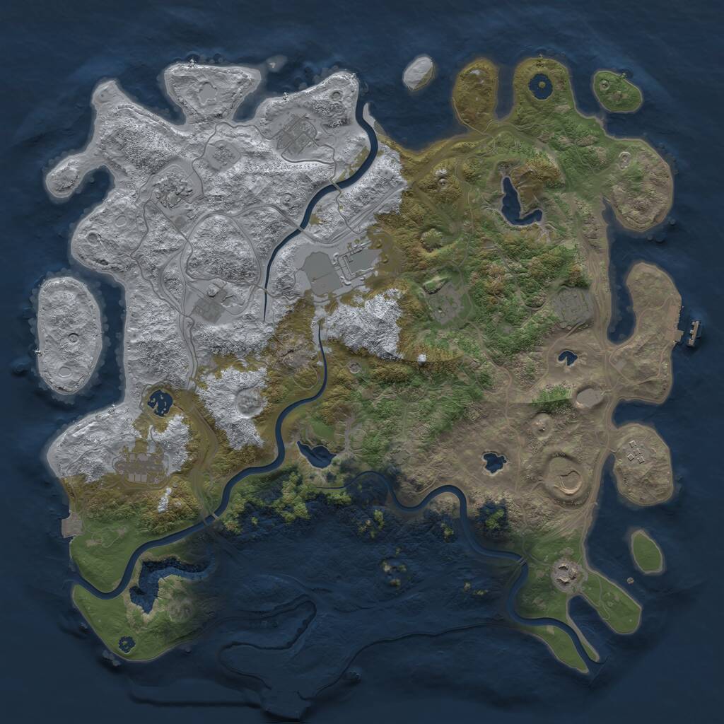 Rust Map: Procedural Map, Size: 4500, Seed: 298831416, 17 Monuments