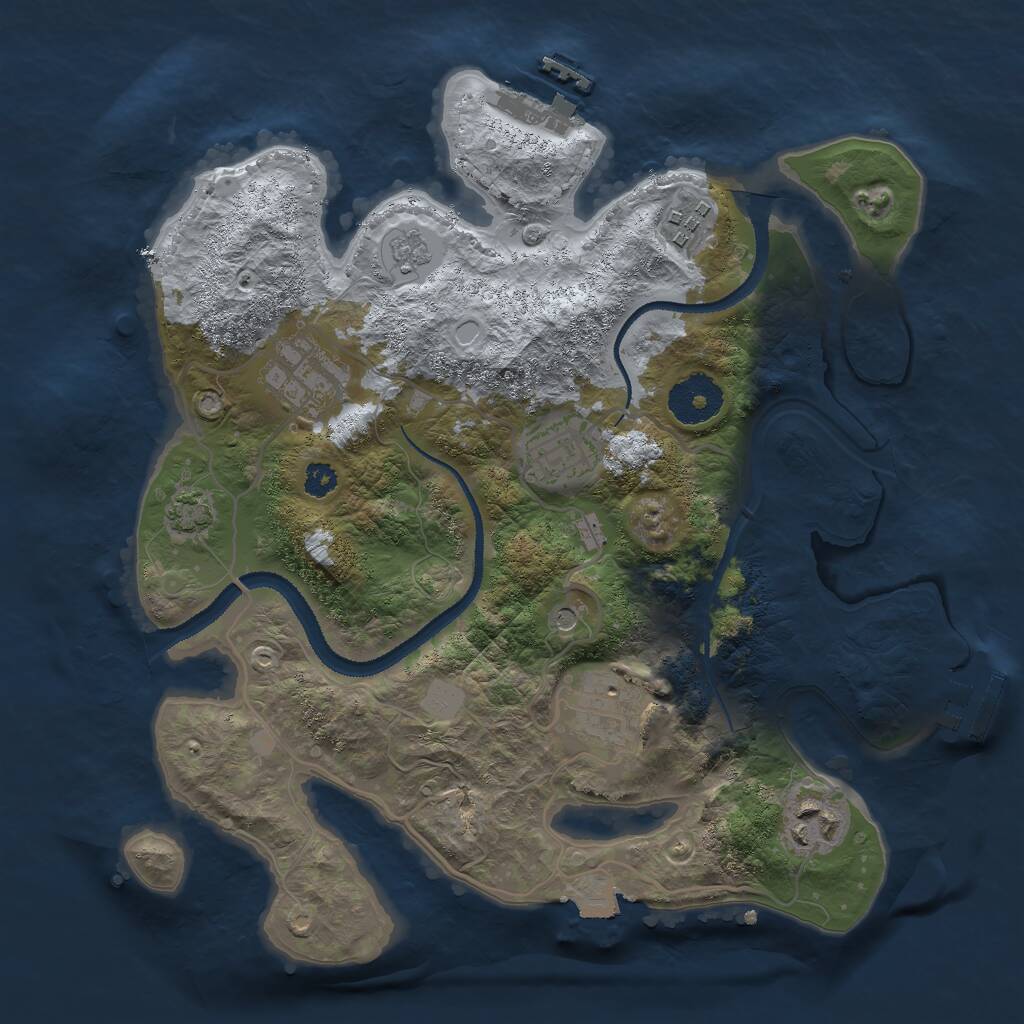 Rust Map: Procedural Map, Size: 3000, Seed: 1140837632, 11 Monuments