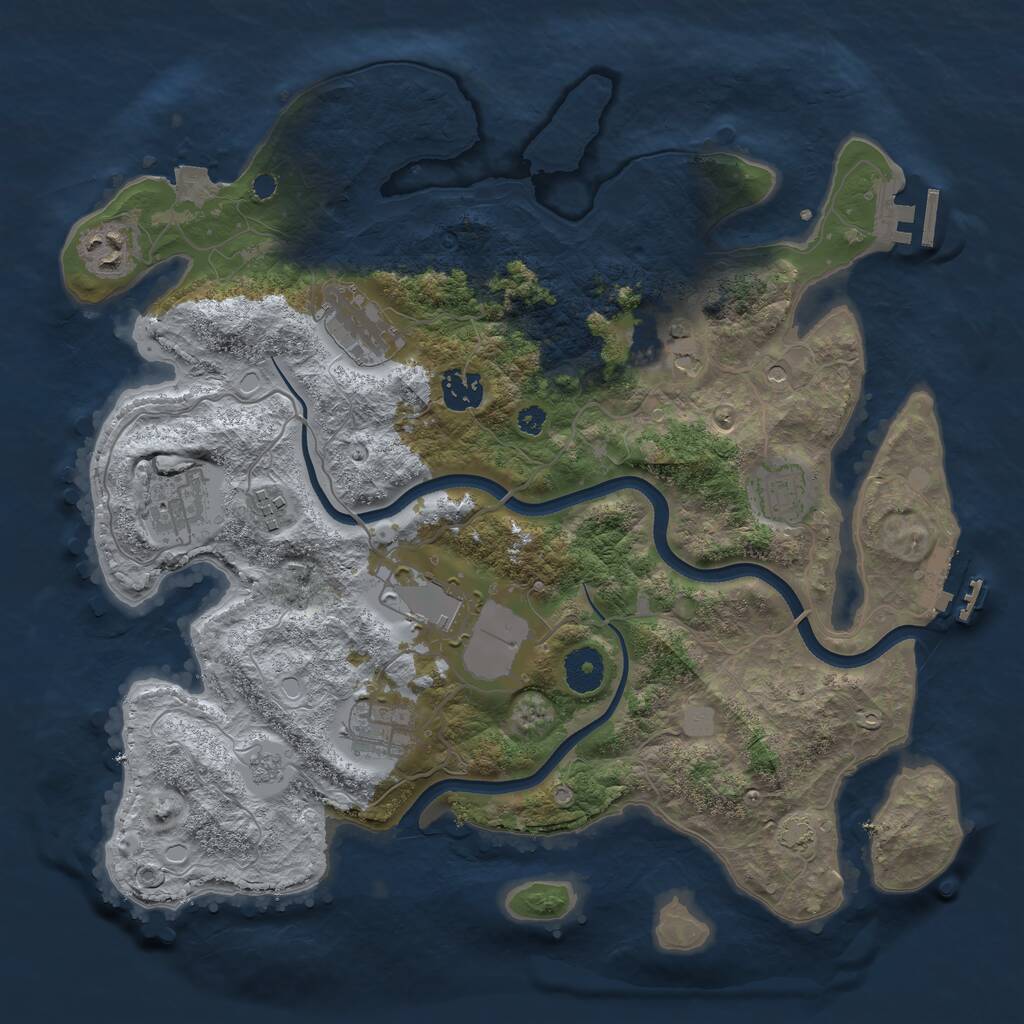 Rust Map: Procedural Map, Size: 3600, Seed: 250423483, 15 Monuments