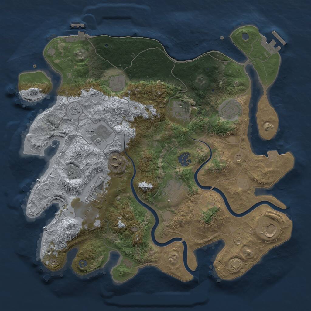 Rust Map: Procedural Map, Size: 3500, Seed: 977123, 17 Monuments