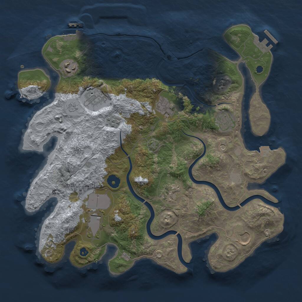 Rust Map: Procedural Map, Size: 3500, Seed: 977123, 14 Monuments