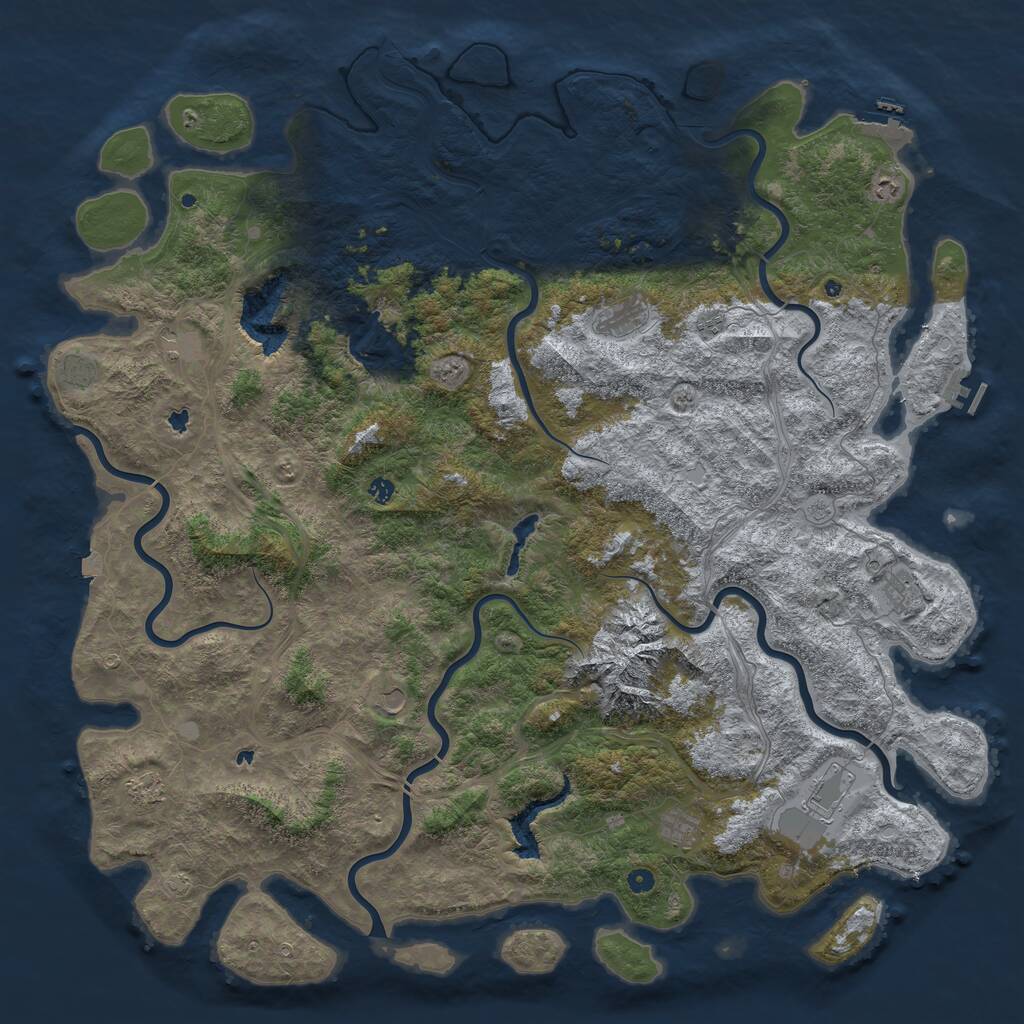 Rust Map: Procedural Map, Size: 6000, Seed: 54397, 17 Monuments
