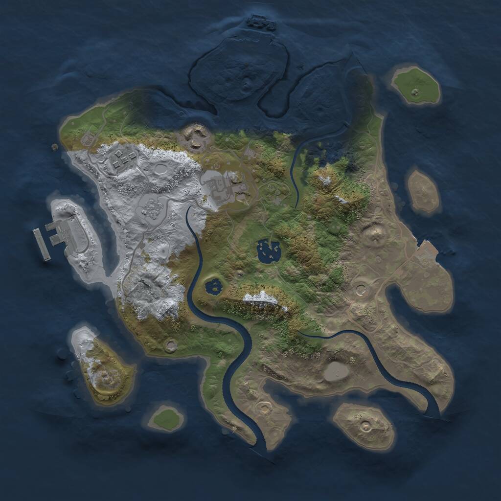 Rust Map: Procedural Map, Size: 3000, Seed: 571658985, 9 Monuments