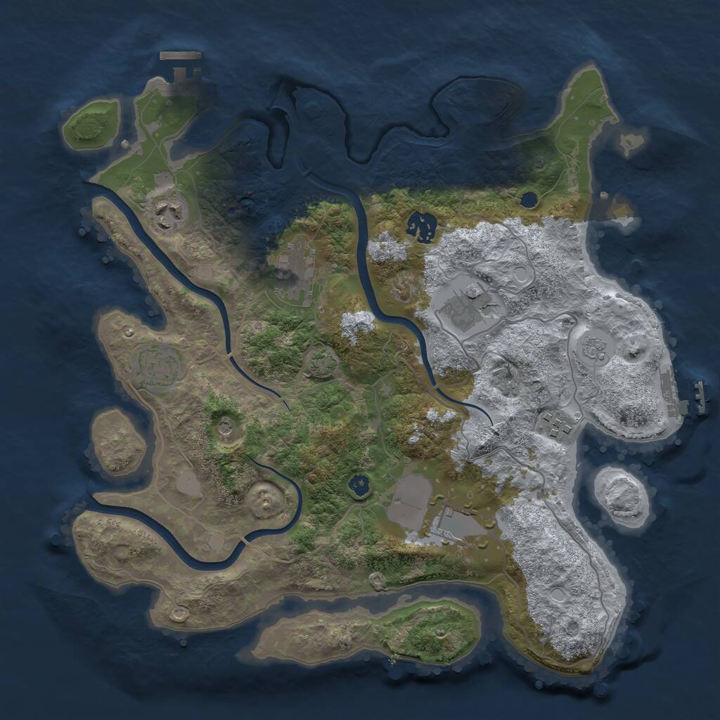 Rust Map: Procedural Map, Size: 3500, Seed: 25230056, 13 Monuments
