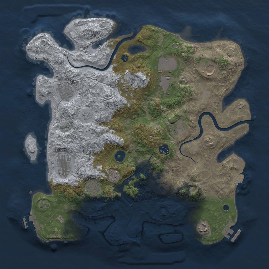 Rust Map: Procedural Map, Size: 3750, Seed: 473483, 17 Monuments
