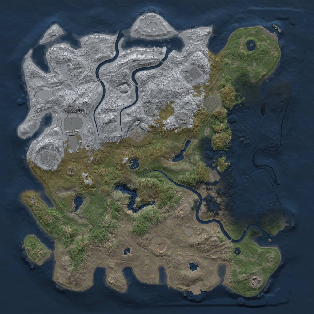 Rust Map: Procedural Map, Size: 4500, Seed: 711024775, 17 Monuments
