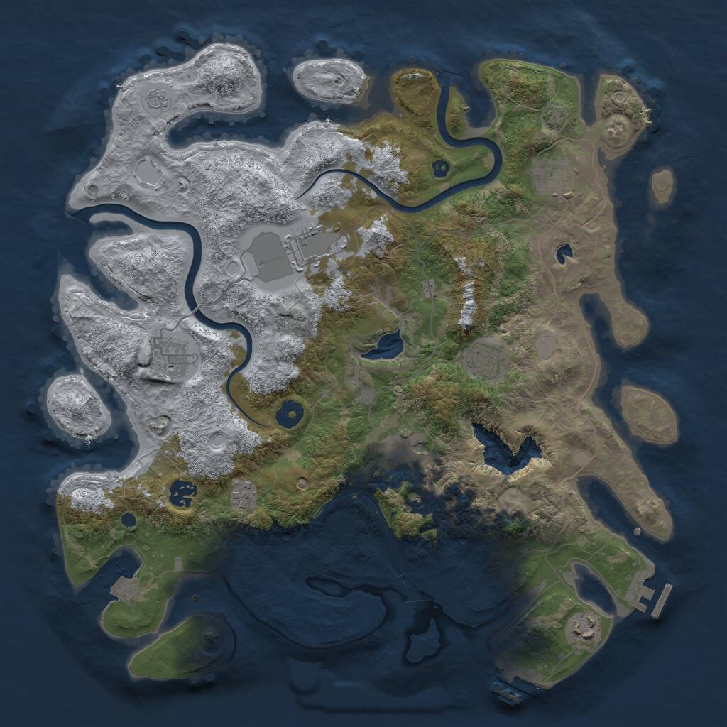 Rust Map: Procedural Map, Size: 4000, Seed: 5094747, 14 Monuments