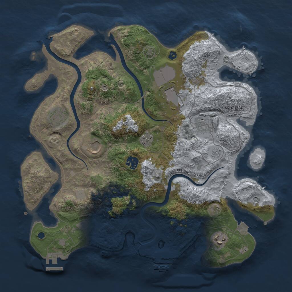 Rust Map: Procedural Map, Size: 3500, Seed: 15378501, 13 Monuments